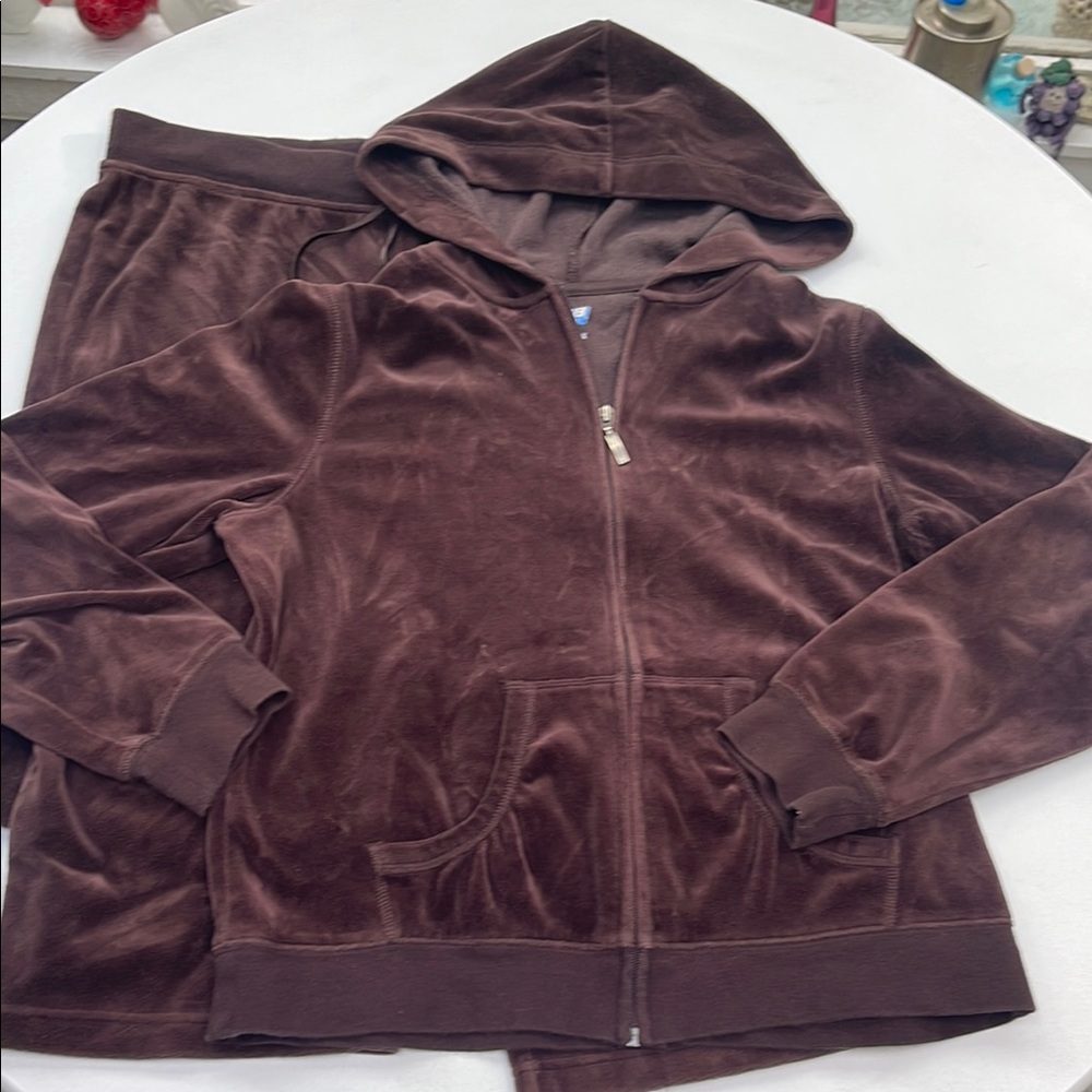 Brown Velour Track Pants & Hoodie Set